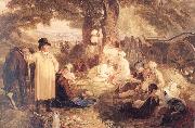 Thomas Uwins A Scottish Peasant Girl Embroidering Muslin at Luss,Loch Lomond oil painting